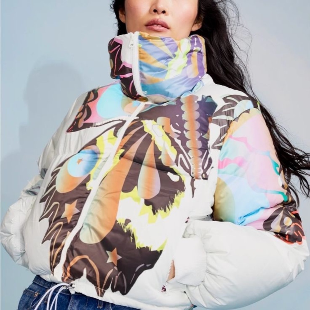 Cynthia Rowley Butterfly Cropped Puffer Jacket
